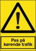 Sikkerhedsskilt Pas på kørende trafik