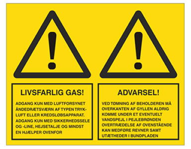 gylleskilt livsfarlig gas og advarsel